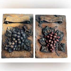 Plaques 2 relief grapes cottage core hanging‎
